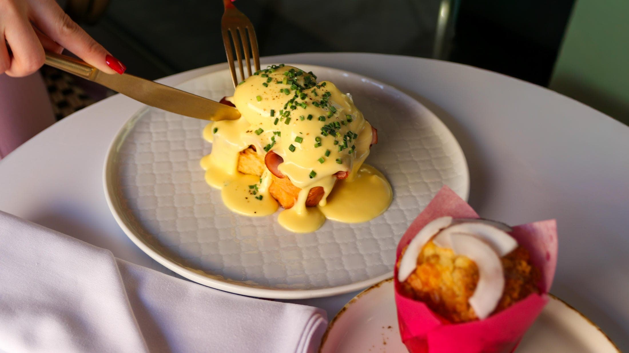 Lobby Bar breakfast · eggs Benedict